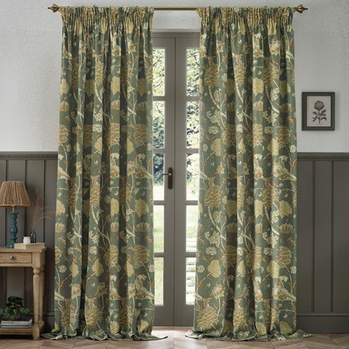 Cray Pencil Pleat, Sage/Sunflower - Ready Made Curtains - Image 3